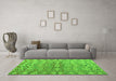 Machine Washable Abstract Green Modern Area Rugs in a Living Room,, wshabs5343grn