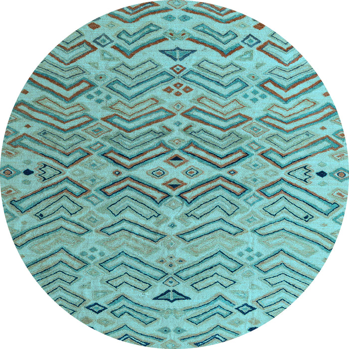 Round Machine Washable Abstract Light Blue Modern Rug, wshabs5343lblu