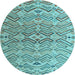 Round Machine Washable Abstract Light Blue Modern Rug, wshabs5343lblu