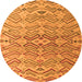 Round Machine Washable Abstract Orange Modern Area Rugs, wshabs5343org