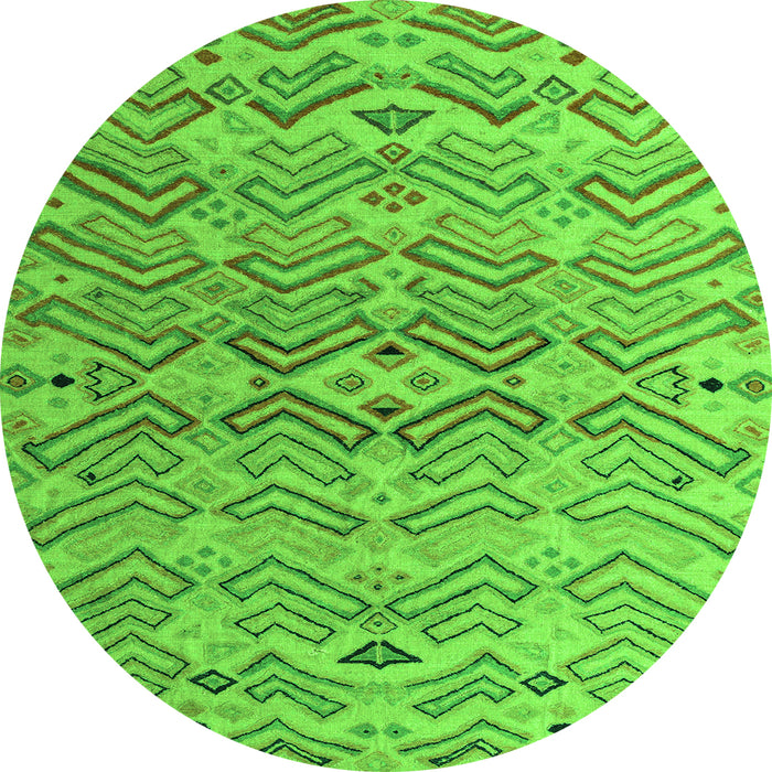 Round Abstract Green Modern Rug, abs5343grn