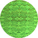 Round Abstract Green Modern Rug, abs5343grn