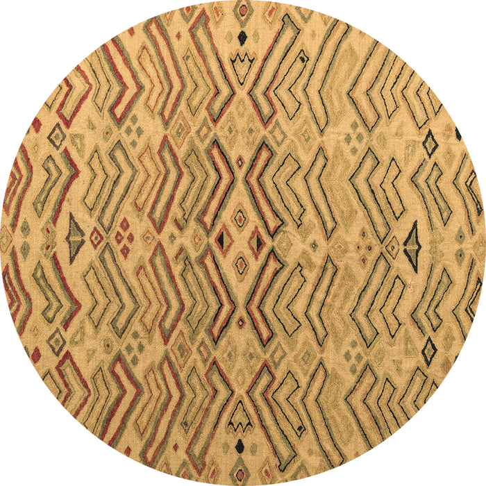 Round Abstract Brown Modern Rug, abs5343brn