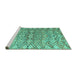 Sideview of Machine Washable Abstract Turquoise Modern Area Rugs, wshabs5343turq