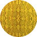 Round Machine Washable Abstract Yellow Modern Rug, wshabs5343yw