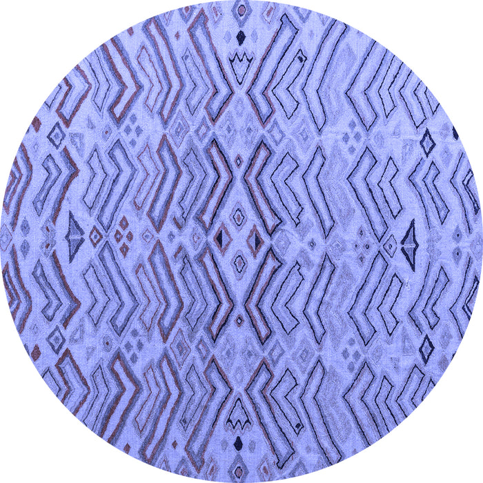 Round Abstract Blue Modern Rug, abs5343blu