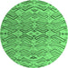 Round Abstract Emerald Green Modern Rug, abs5343emgrn