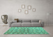 Machine Washable Abstract Turquoise Modern Area Rugs in a Living Room,, wshabs5343turq