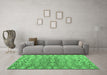 Machine Washable Abstract Emerald Green Modern Area Rugs in a Living Room,, wshabs5343emgrn