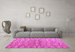 Machine Washable Abstract Pink Modern Rug in a Living Room, wshabs5343pnk