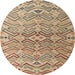 Round Machine Washable Abstract Brown Sugar Brown Rug, wshabs5343