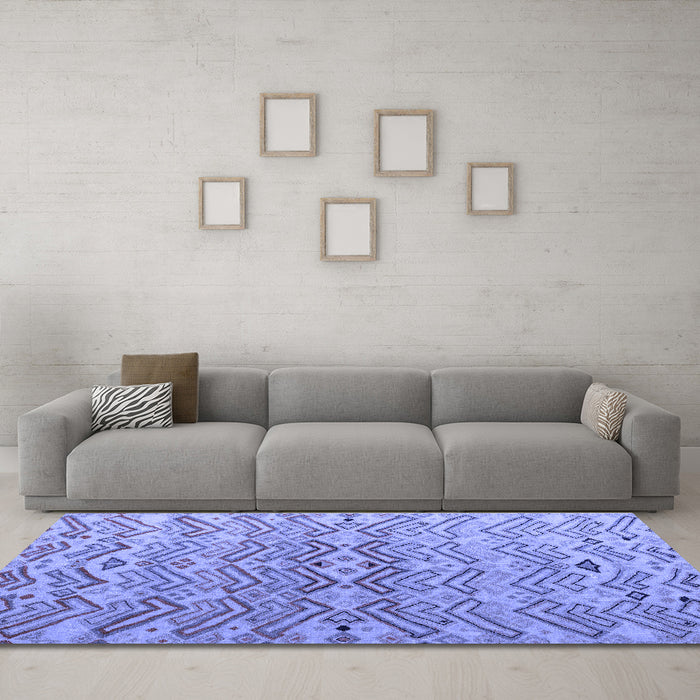 Machine Washable Abstract Blue Modern Rug in a Living Room, wshabs5343blu