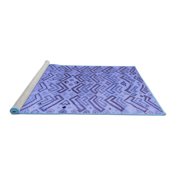 Sideview of Machine Washable Abstract Blue Modern Rug, wshabs5343blu