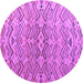 Round Machine Washable Abstract Purple Modern Area Rugs, wshabs5343pur