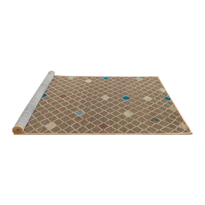 Sideview of Machine Washable Abstract Brown Sugar Brown Rug, wshabs5344