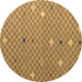 Round Abstract Brown Modern Rug, abs5344brn