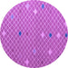 Round Machine Washable Abstract Purple Modern Area Rugs, wshabs5344pur