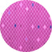 Round Machine Washable Abstract Pink Modern Rug, wshabs5344pnk