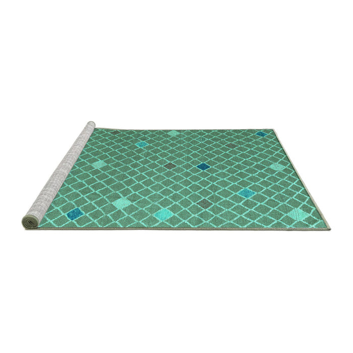 Sideview of Machine Washable Abstract Turquoise Modern Area Rugs, wshabs5344turq