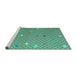 Sideview of Machine Washable Abstract Turquoise Modern Area Rugs, wshabs5344turq