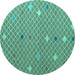 Round Abstract Turquoise Modern Rug, abs5344turq