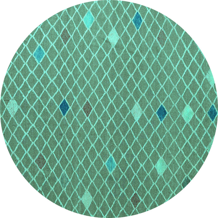 Round Machine Washable Abstract Turquoise Modern Area Rugs, wshabs5344turq
