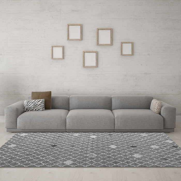 Machine Washable Abstract Gray Modern Rug in a Living Room,, wshabs5344gry
