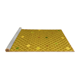 Sideview of Machine Washable Abstract Yellow Modern Rug, wshabs5344yw