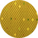 Round Abstract Yellow Modern Rug, abs5344yw