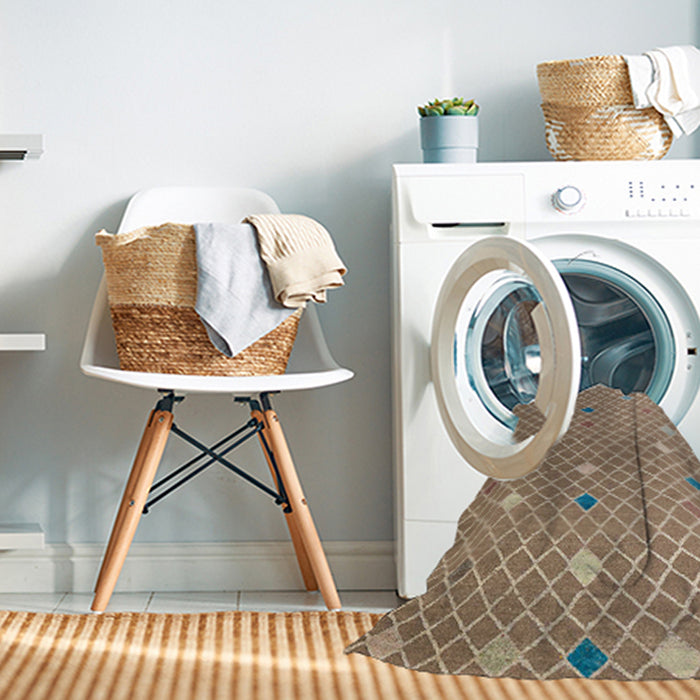 Machine Washable Abstract Brown Sugar Brown Rug in a Washing Machine, wshabs5344