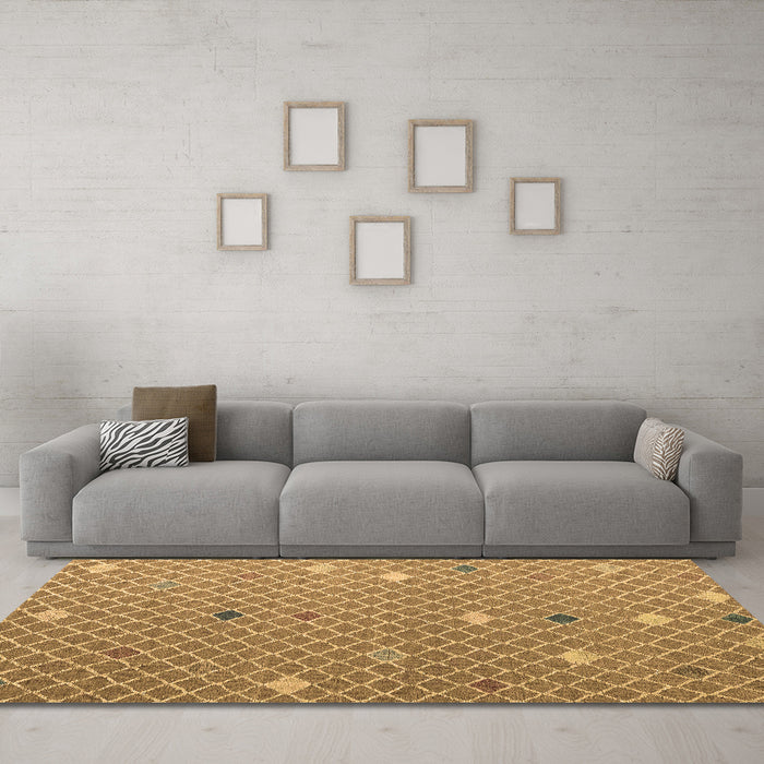 Machine Washable Abstract Brown Modern Rug in a Living Room,, wshabs5344brn