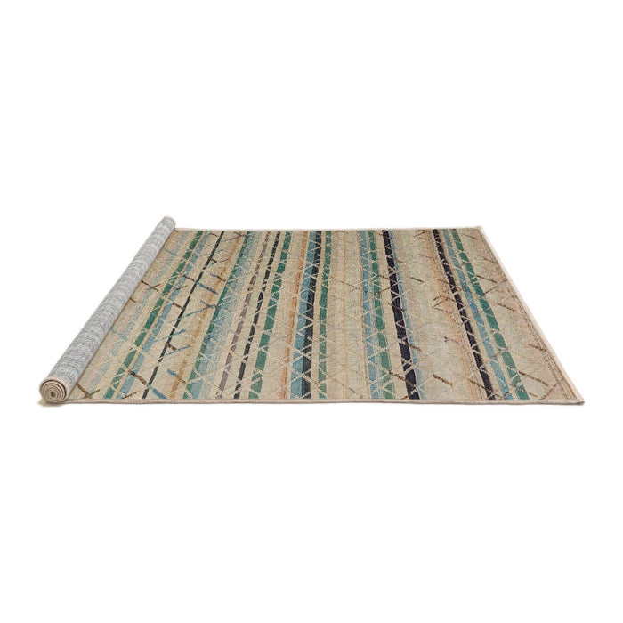 Sideview of Machine Washable Abstract Khaki Green Rug, wshabs5345