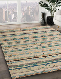 Abstract Khaki Green Modern Rug, abs5345