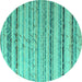 Round Abstract Turquoise Modern Rug, abs5345turq