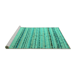 Sideview of Machine Washable Abstract Turquoise Modern Area Rugs, wshabs5345turq