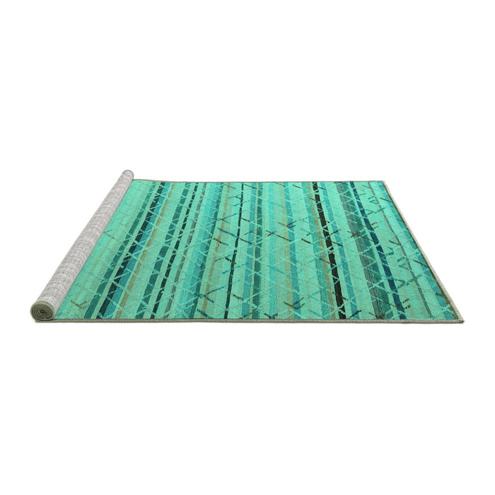 Sideview of Machine Washable Abstract Turquoise Modern Area Rugs, wshabs5345turq