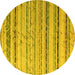 Round Abstract Yellow Modern Rug, abs5345yw