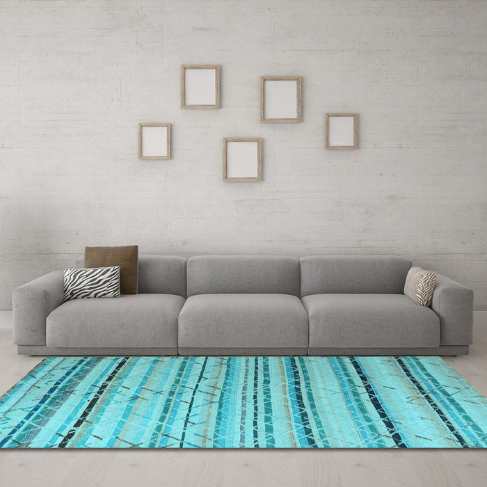 Machine Washable Abstract Light Blue Modern Rug in a Living Room, wshabs5345lblu