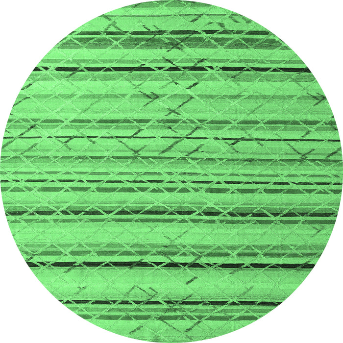 Round Abstract Emerald Green Modern Rug, abs5345emgrn