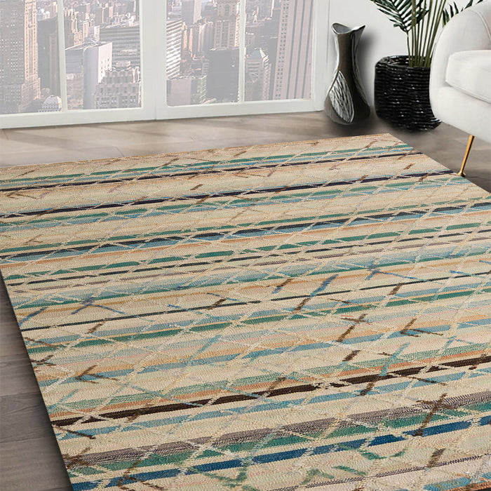 Abstract Khaki Green Modern Rug in Family Room, abs5345