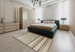 Abstract Khaki Green Modern Rug in a Bedroom, abs5345