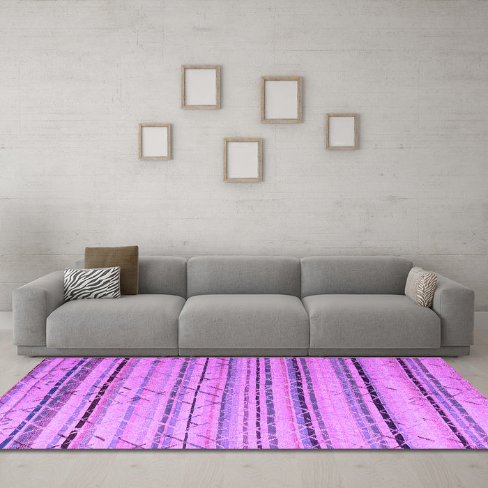 Machine Washable Abstract Purple Modern Area Rugs in a Living Room, wshabs5345pur