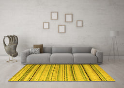 Machine Washable Abstract Yellow Modern Rug in a Living Room, wshabs5345yw