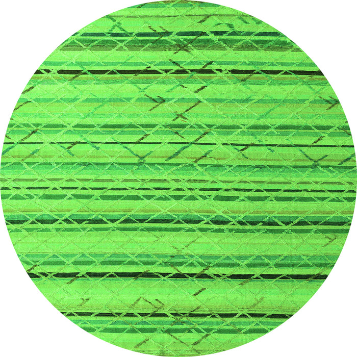 Round Machine Washable Abstract Green Modern Area Rugs, wshabs5345grn