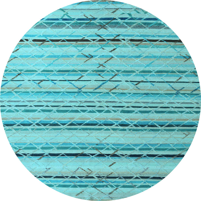 Round Abstract Light Blue Modern Rug, abs5345lblu