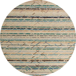 Round Abstract Khaki Green Modern Rug, abs5345