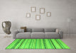 Machine Washable Abstract Green Modern Area Rugs in a Living Room,, wshabs5345grn