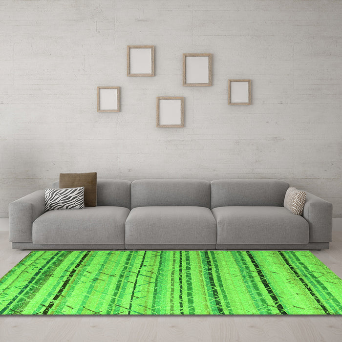 Machine Washable Abstract Green Modern Area Rugs in a Living Room,, wshabs5345grn