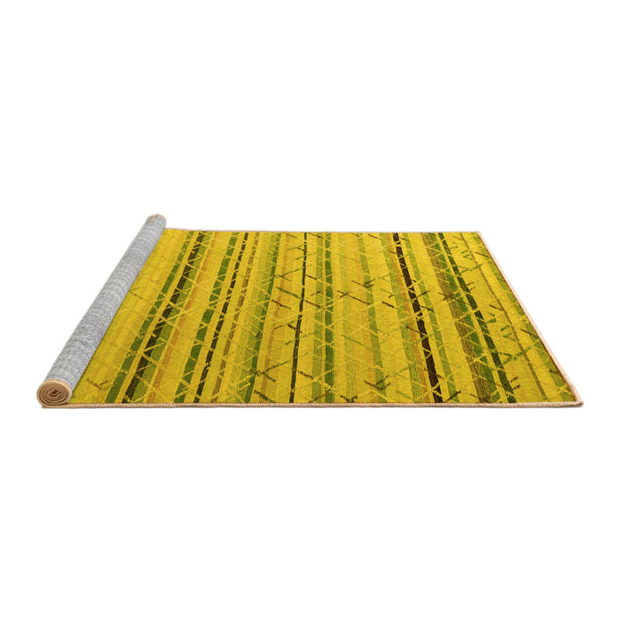 Sideview of Machine Washable Abstract Yellow Modern Rug, wshabs5345yw