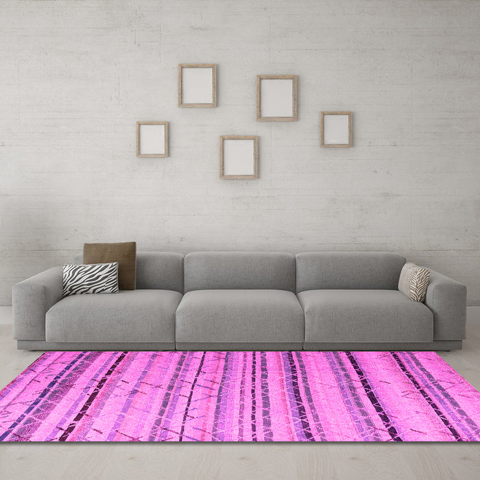 Machine Washable Abstract Pink Modern Rug in a Living Room, wshabs5345pnk